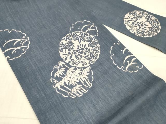 平和屋着物 夏物 九寸名古屋帯 雪輪笹竹草花文 正絹 DAAX0012cm