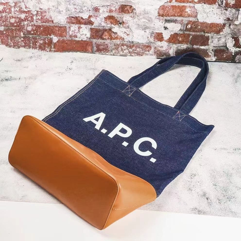 A.P.C. アーペーセー スモール デニム レザー トートバッグ