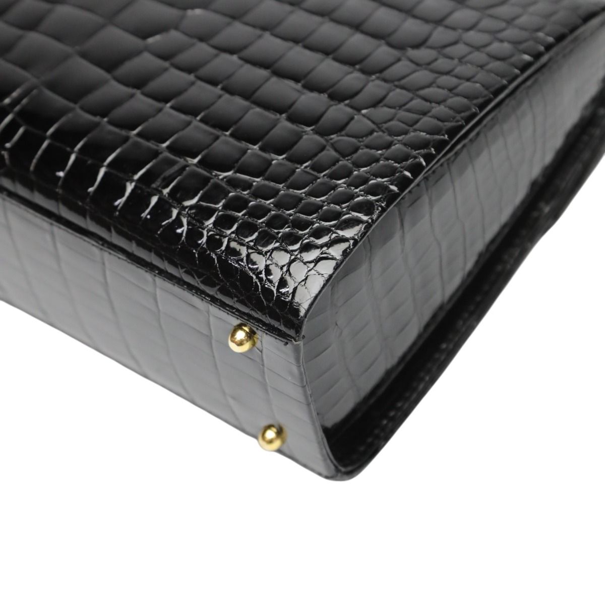 CROCODILE クロコダイル ゴールド金具 ブラックカラー エキゾチック