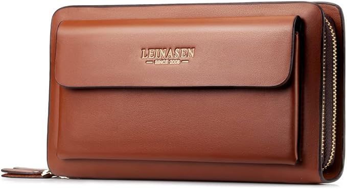  [Ｗｈａｔｎａ] 革 ミニセカンドバッグ メンズ バッグ 長財布 カード入れ 小銭入れ 札入れ ダブルファスナー7枚カード収納 2室仕切 小さめ クラッチバッグ 手持ちバッグ メンズ ポーチ 男性 応募券