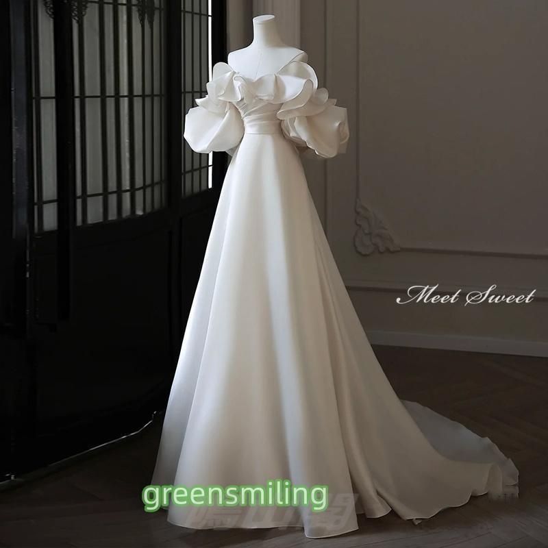 4way ウェディングドレス ウエディングドレス 付け袖 二次会 結婚式 披露宴 前撮り 袖あり ロングドレス 花嫁 Aラインドレス サテン ビスチWP数量 価格926