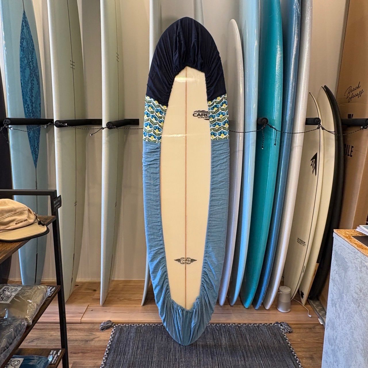 サーフボード ソフトケース デニム×ボーダー ニット ケース サーフィン 波乗り 042 サーフボードケース サーフボード ケース ニットケース デニム