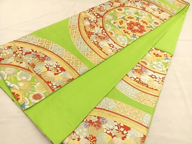 平和屋着物◎六通柄袋帯 唐織 宝相華桜桐文 金銀糸 正絹 逸品