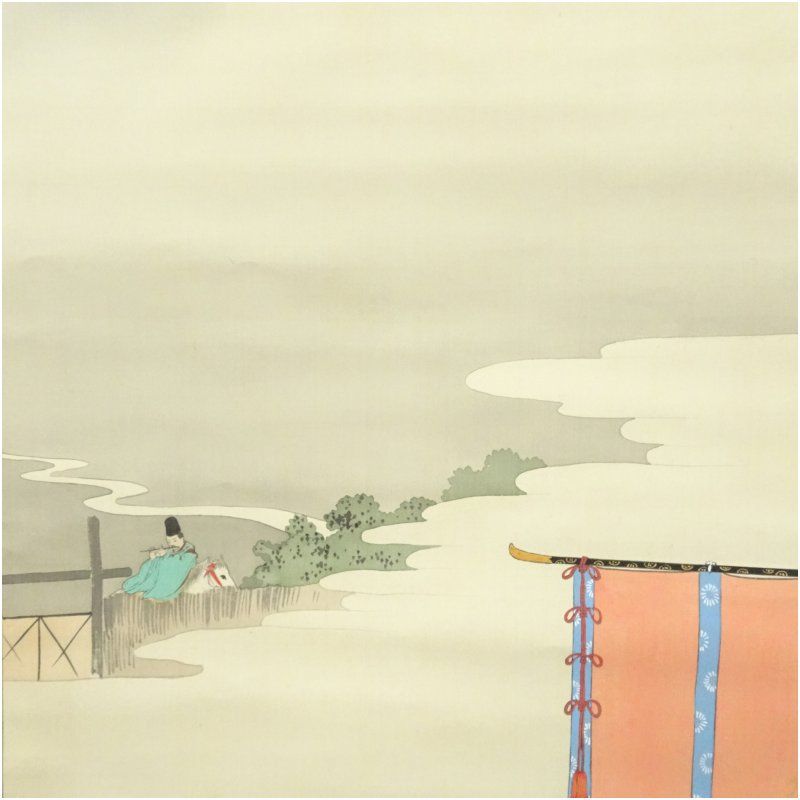 歌川春光筆 源氏物語絵 肉筆絹本掛軸 掛け軸 床の間 書 おしゃれ 絵画 表具 芸術 茶道 年中掛け インテリア 茶掛 掛物 和室 WWW_IBETON_RU