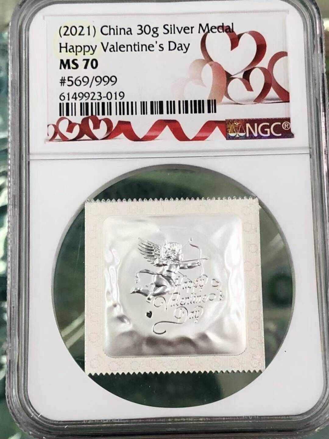 NGC MS70 China 2021 Happy Valentines Day Silver Medal 30g