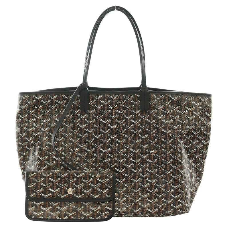 ゴヤール GOYARD サンルイPM PVC トートバッグ ポーチ付き 総柄 茶 ブラウン |AQ OS
