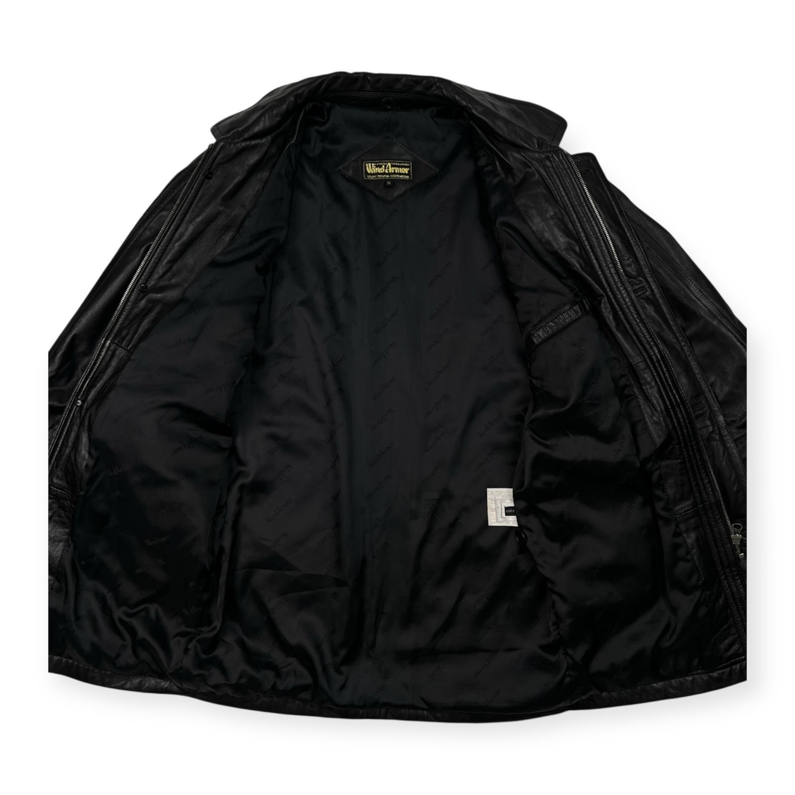 ウィンドアーマー レザージャケット ジップアップ ラムレザー ブラック XL ウィンドアーマー レザージャケット ジップアップ ラムレザー ブラック