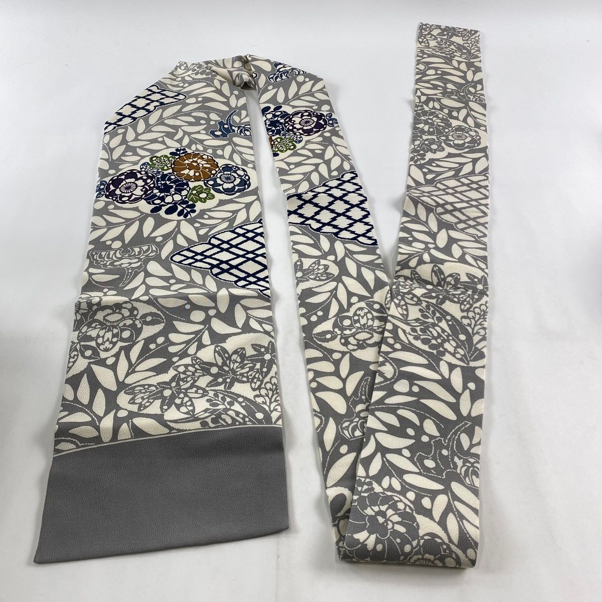 栗山吉三郎　作り帯 栗山吉三郎 名古屋帯 落款有 縮緬 水色 仕立て上がり 和装