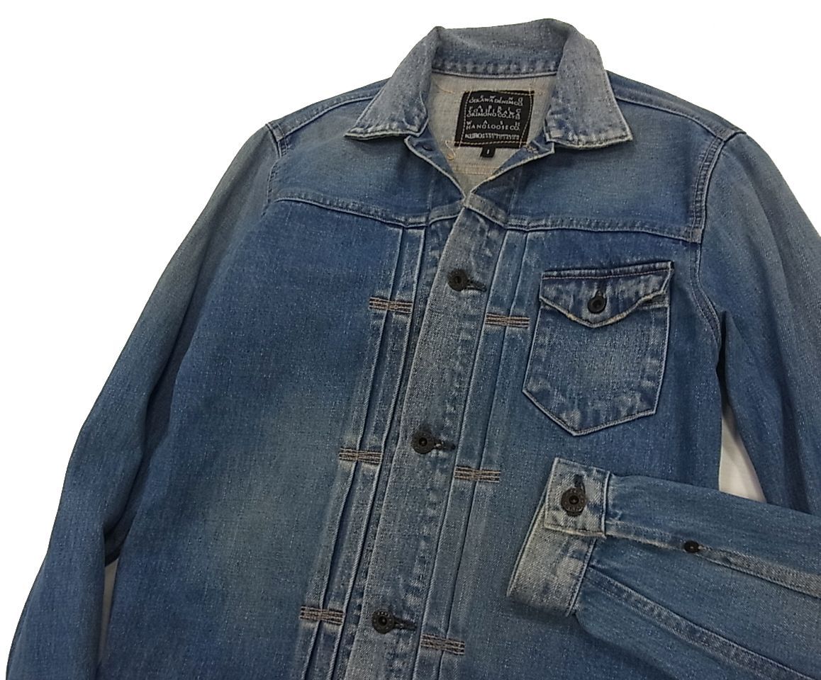 美品 定価26.400円■クロ KURO 1st TYPE デニムジャケット ジージャン VINTAGE WASH ヴィンテージウォッシュ加工 メンズ