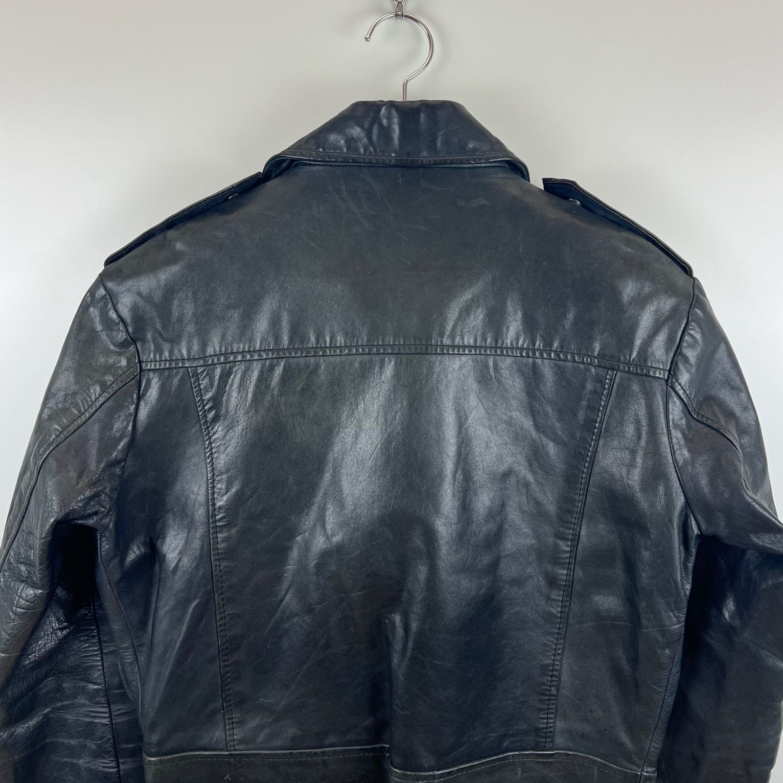 VINTAGE 80s VTG Leather double riders jacket LL XL ヴィンテージ