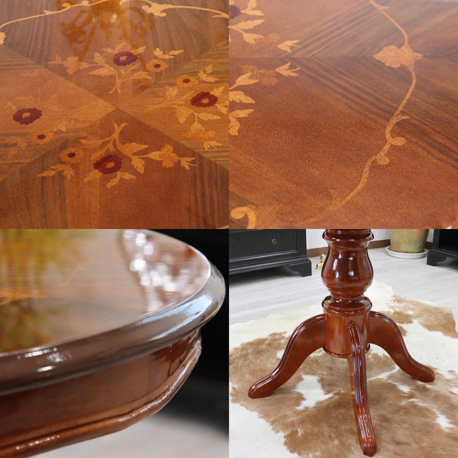 ダイニングテーブル3点 80cm 象嵌 イタリア ベージュ アルパ