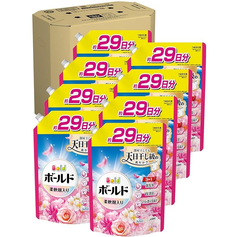 ボールド 柔軟剤入り 洗濯洗剤 液体 華やかおひさまとプレミアムブロッサムの香り 詰め替え 960g×8袋 ケース品 0
