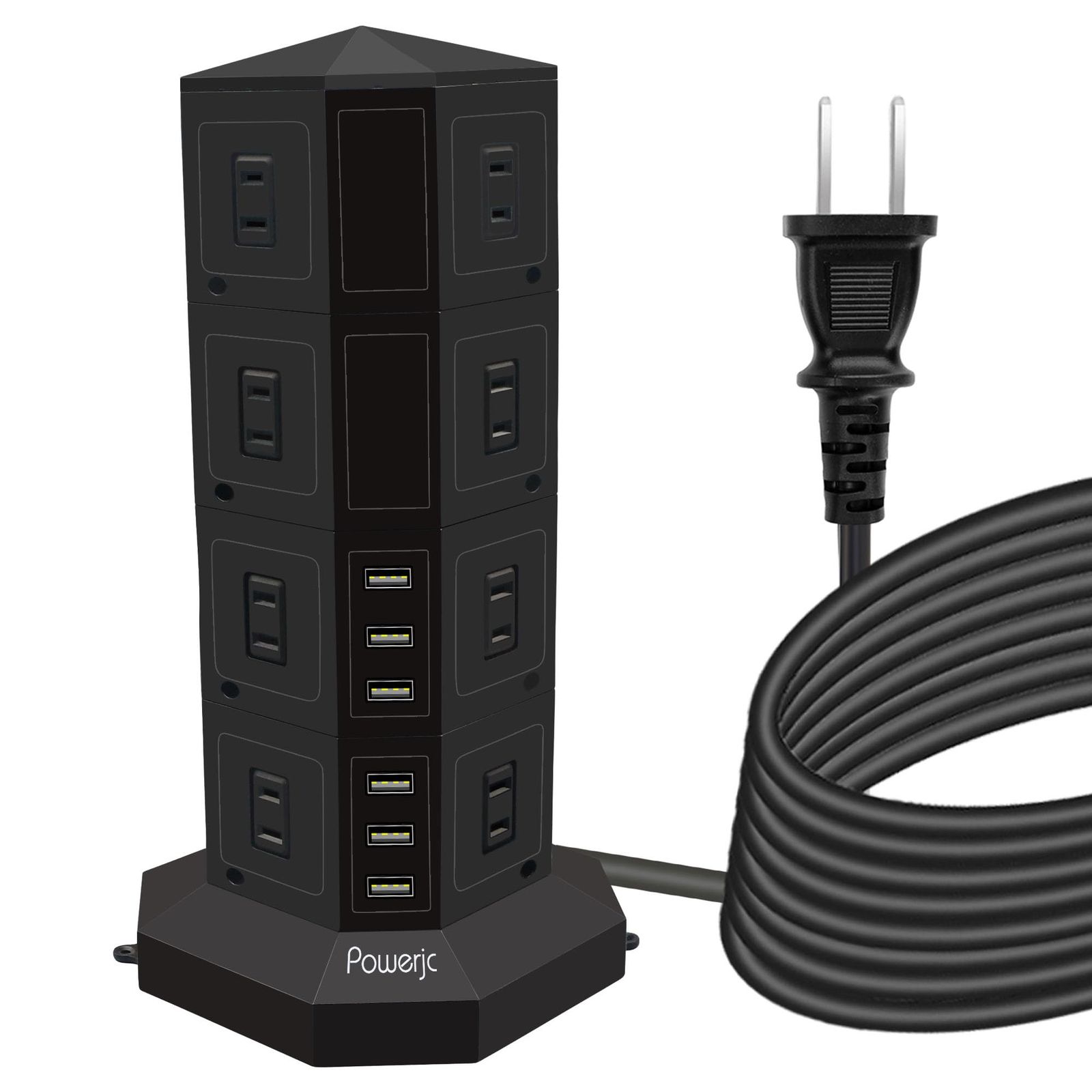 迅速発送】POWERJC タワー式電源タップ 4層縦コンセント 16ACスマート