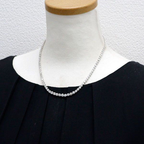 K14WGプチネックレスダイヤモンド K14WG ダイヤモンド ネックレス 10.00ct テニス - メルカリ