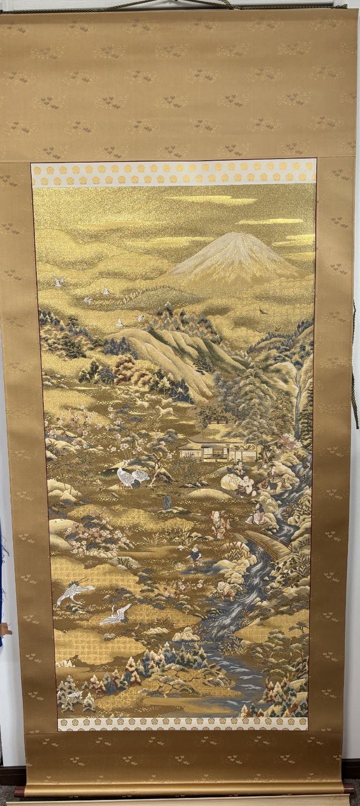 エクセルヒューマン 錦鯉 こい 掛け軸 ExcelHuman 龍門吉祥 尺八立 エクセルヒューマン 掛け軸