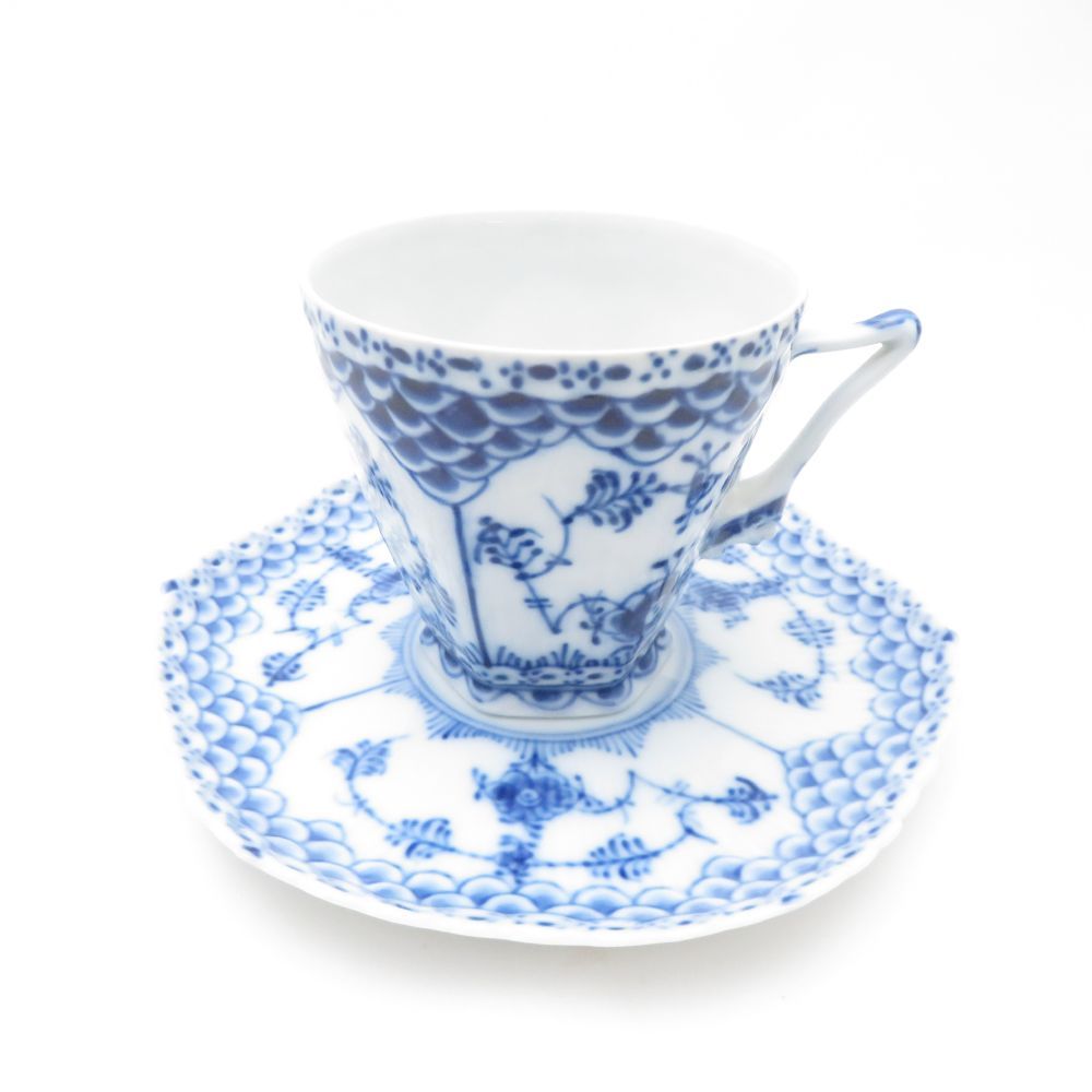 ROYAL COPENHAGEN ロイヤルコペンハーゲン ブルーフルーテッドフルレース コーヒーカップ＆ソーサー 顔付 珈琲 テーブルウェア SU12449Q1
