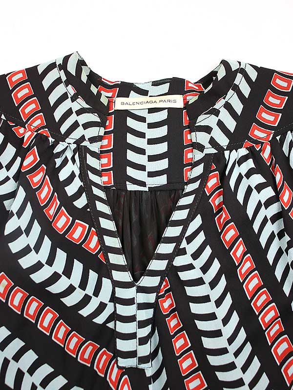 BALENCIAGA バレンシアガ 総柄シルクドレスワンピース ミックス 34  