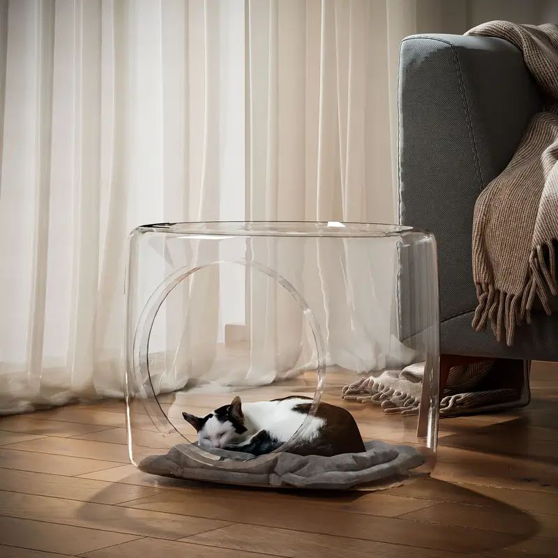 キャットハウス 透明 クリア 室内用 猫ハウス ペットハウス シンプル コンパクト インテリア 春 夏 秋 冬 オールシーズン ペット用品 猫用 小型猫 中型猫 大型猫