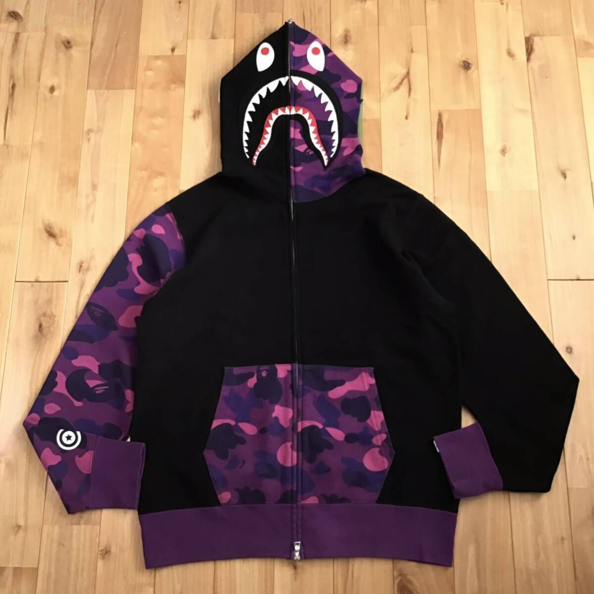 Purple camo × Black シャーク パーカー Mサイズ shark full zip