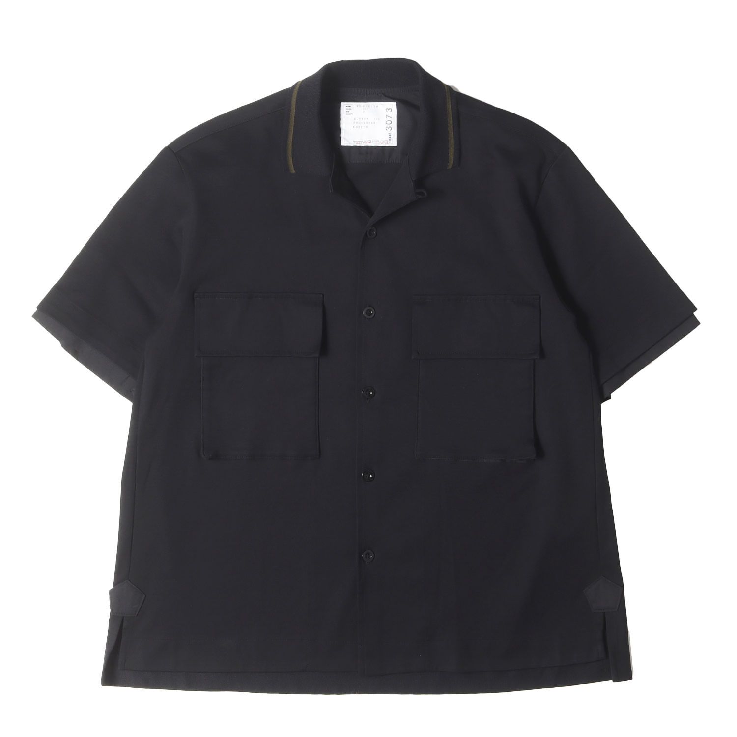 Sacai サカイ シャツ ブラック 黒 サイズ 2 | 23SS ドッキング ジャージー 半袖 シャツ Cotton Jersey Shirt 23-03073M | トップス カジュアルシャツ | 日本製 メンズ
