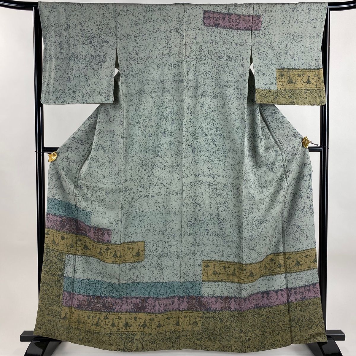 訪問着 身丈164cm 裄丈64cm M 袷 草花 動物 金彩 灰色 正絹 秀品 WWW_NOITHATQUANGTHANH_NET