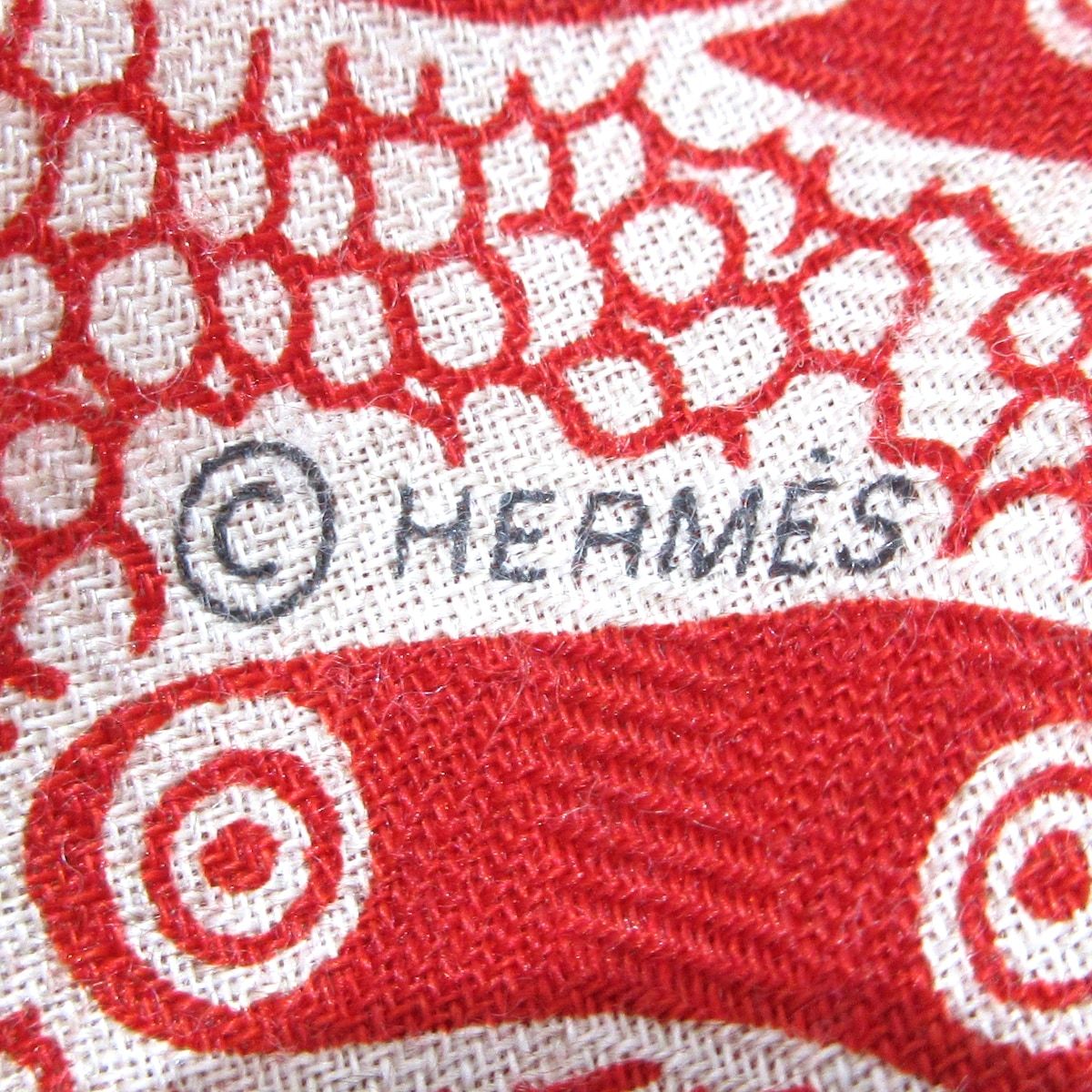 エルメス ストール ショール カレジェアン ショール カレ140 ライトグレー×レッド×マルチ SELLE DE DIGNITAIRE カシミヤ シルク