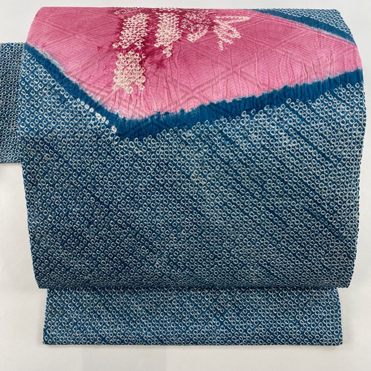 開き名古屋帯 美品 秀品 葉柄 絹芭蕉布 青灰色 正絹 【中古