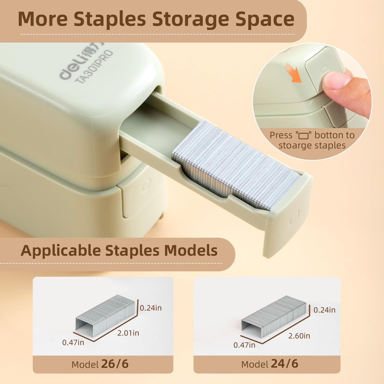 deli ホチキス ホッチキス フラットかるヒット 綴じ ステープラー No 3 1 M対応 100本装填 予備針収納ポケット＆リムーバー付き 便利 文房具 スモーキーグリーン 穴あけパンチ パンチ