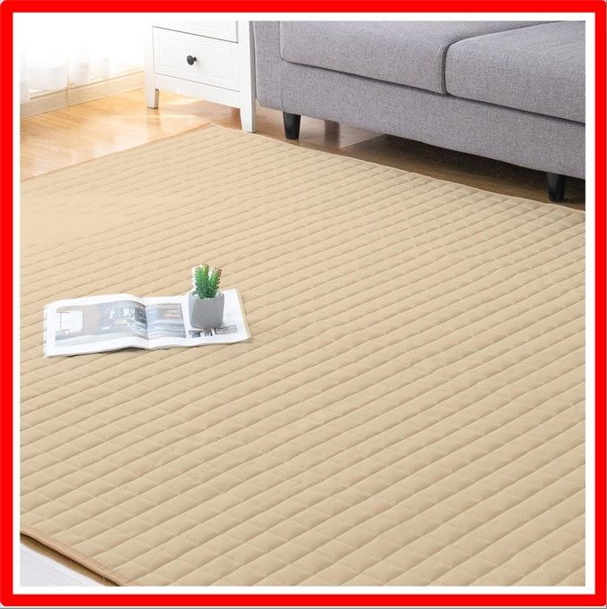 【送料無料】ライトモカ_190×240cm VK Living カーペット キルトラグ 【綿100％・天然素材】 ラグマット 3畳 洗える 190×240cm 