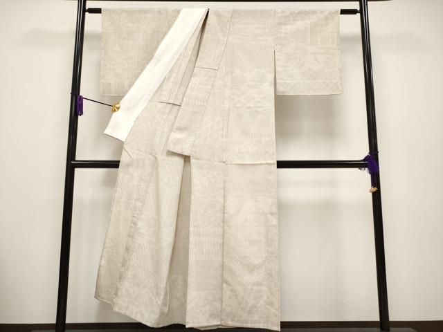 平和屋着物▽本塩沢 単衣 110亀甲 流水文 正絹 逸品 CAAV8915gh