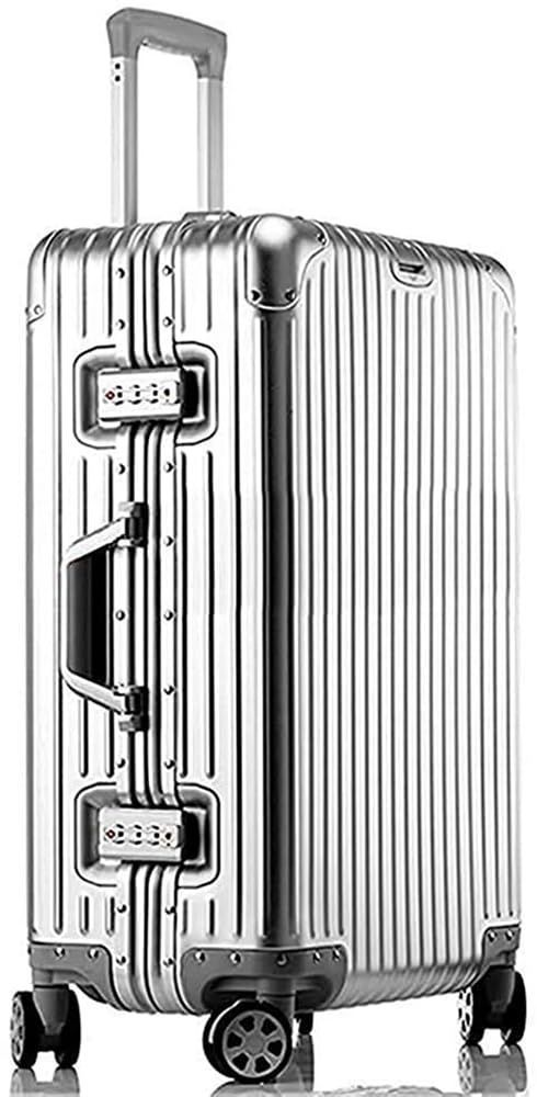 数量 シルバー 1801 出張 海外旅行 Mサイズ|4～7泊|65L 耐衝撃 軽量大容量 機内持込 静音ダブルキャスター 360度回転 TSAロック搭載 四角 アルミニウムボディ キャリーケース オールアルミ合金 スーツケース lanbao