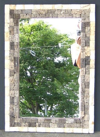 ストーンコラージュ壁掛けミラーその２〜Ｍ〜