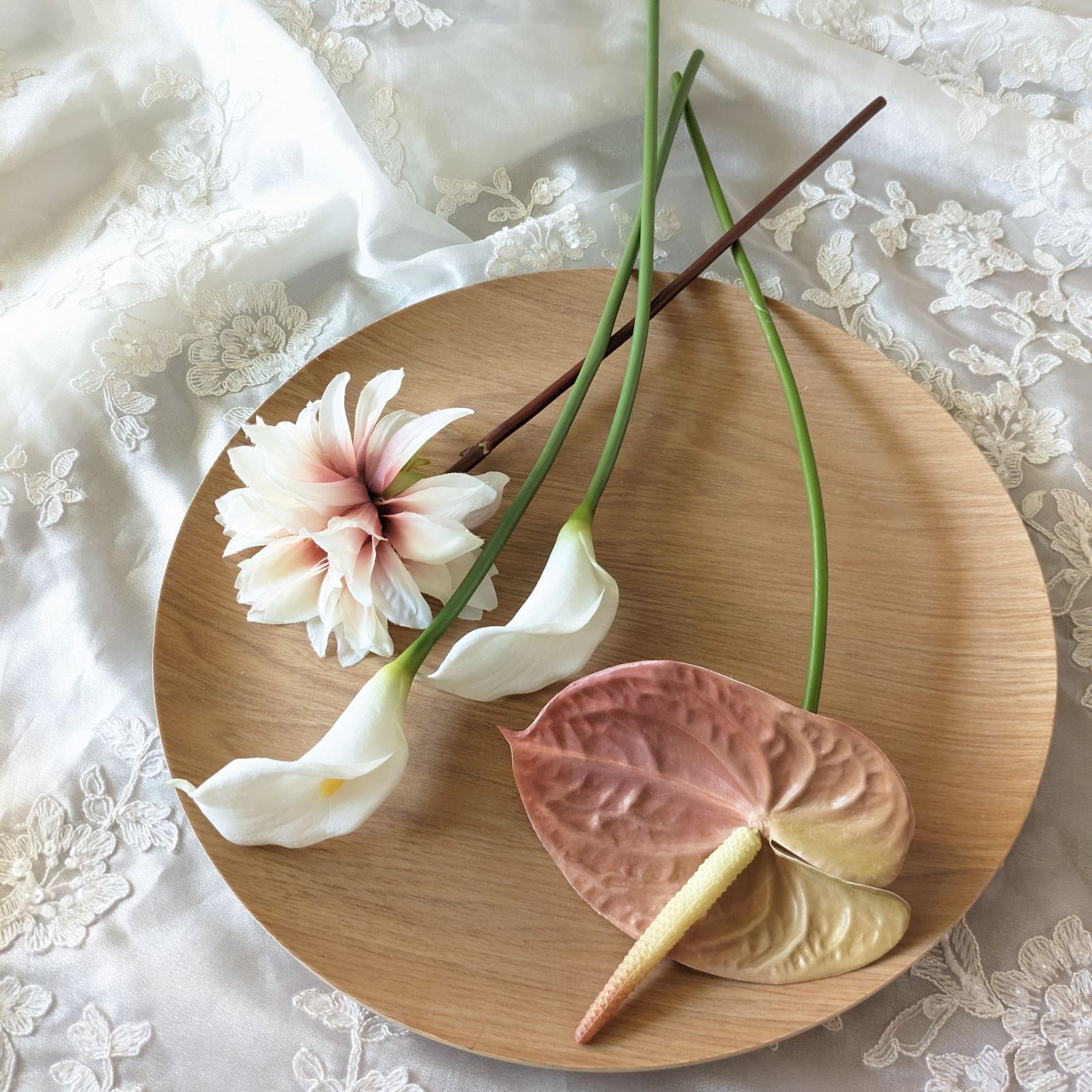 ヘッドピース付き和装ブーケ ブライダルブーケ アーティフィシャル