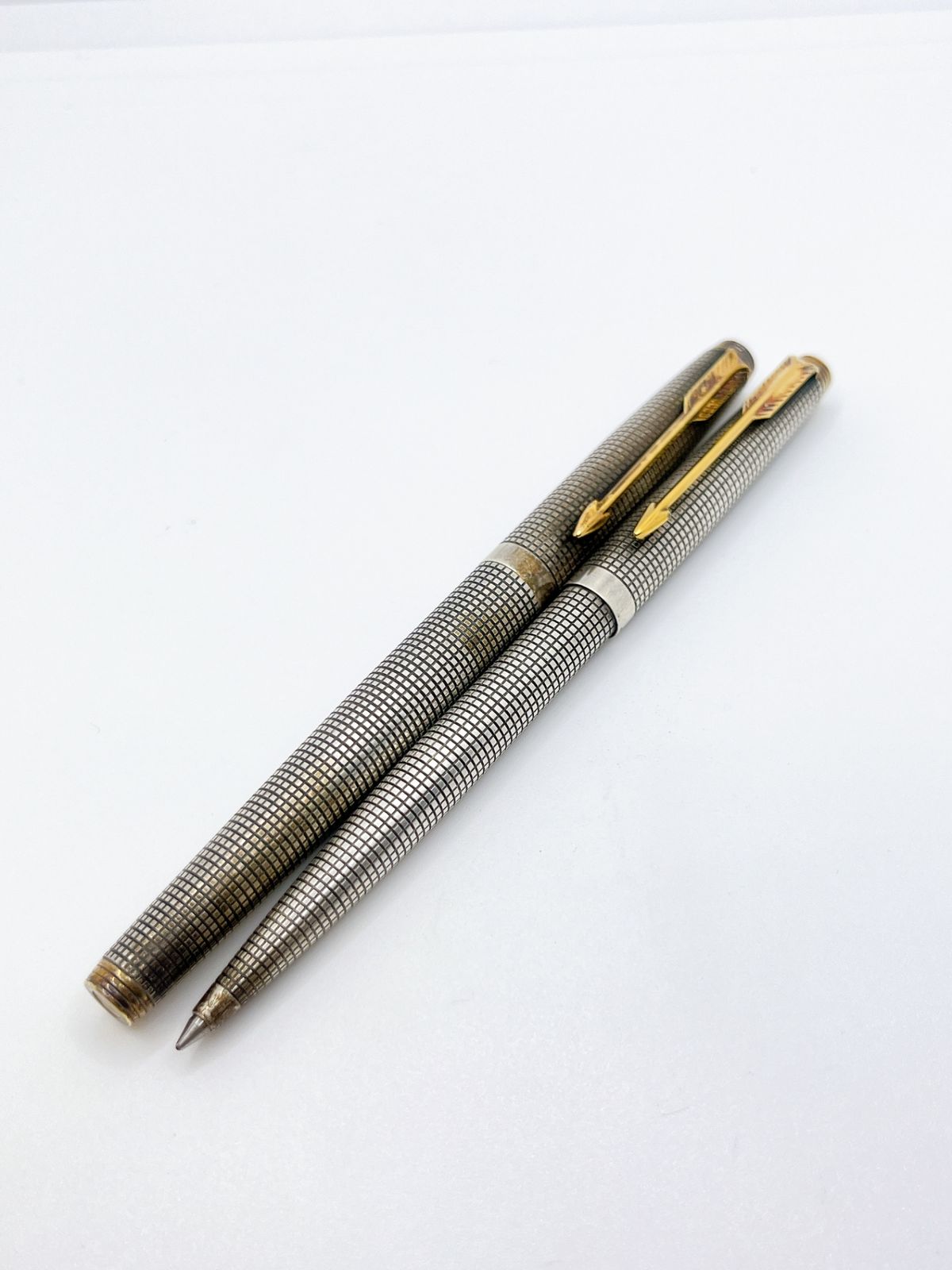 PARKER|パーカー 万年筆 ボールペンセット STERLING SILVER 14K シルバー|ゴールド ジャンク AS064 AS065
