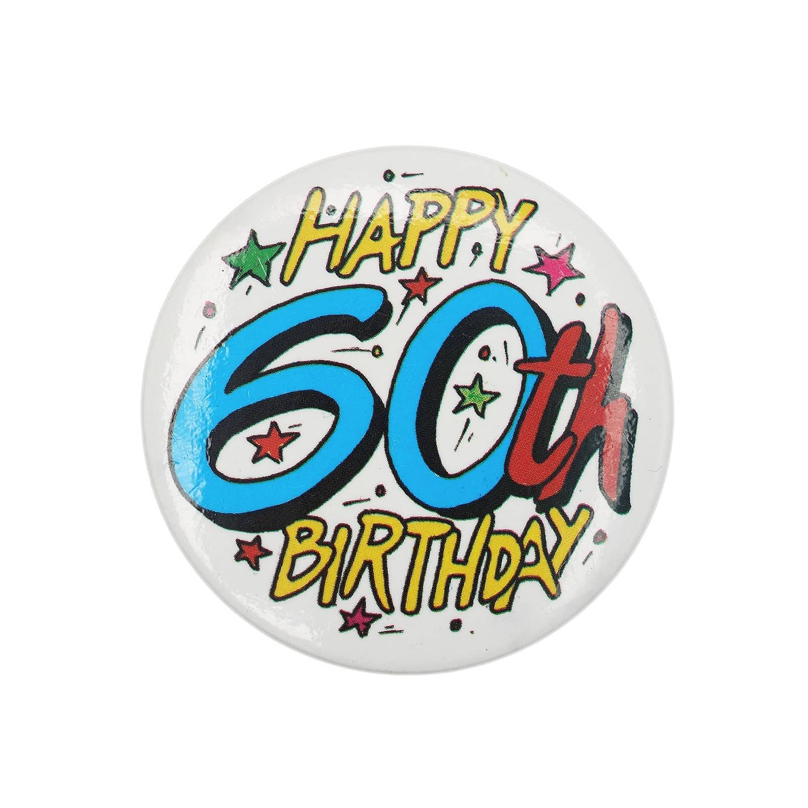 HAPPY 60th BIRTHDAY レトロ 缶バッジ イギリス輸入雑貨 60歳