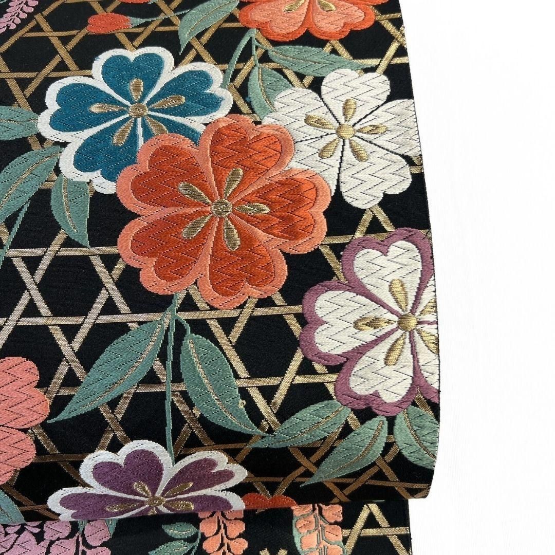 未着用　刺繍　金駒刺繍　金通し　唐花模様　花模様　袋帯　着物 013a p 唐織 籠目 藤の花 花模様 袋帯 着物 035a p - メルカリ
