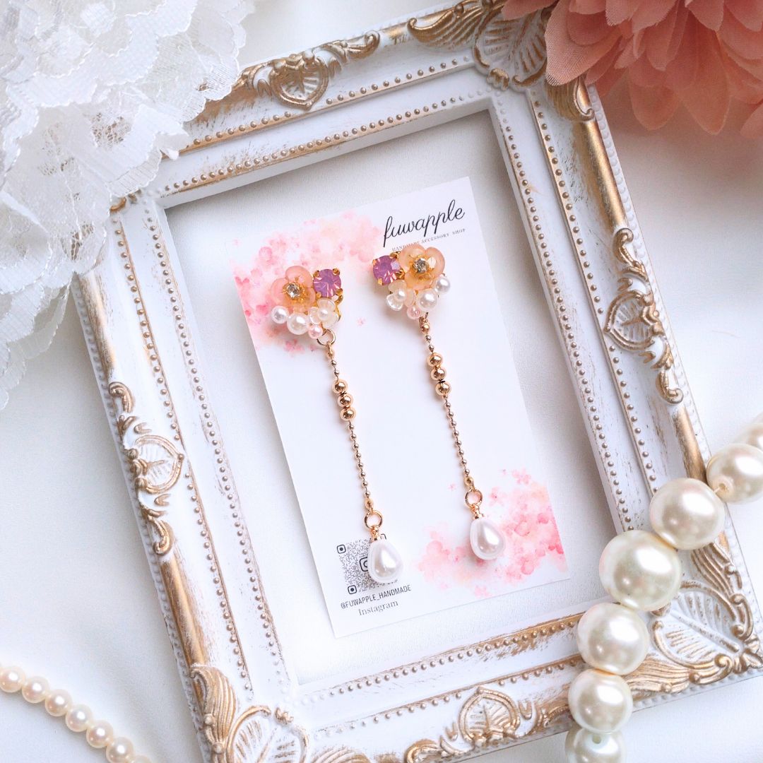 No.802【10ペア】 三連パール ビジュー ハンドメイド ピアス