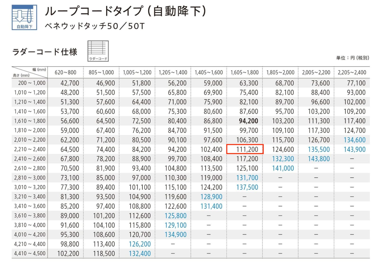 幅1740×高さ2340mm