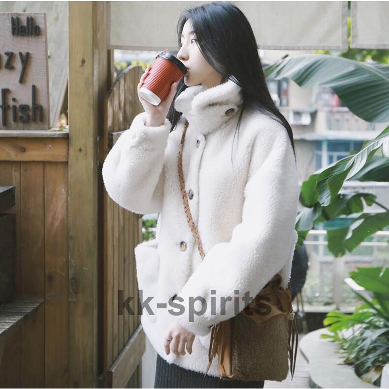 ボアコート ムートンコート レディース 秋冬 ミドル丈 ウール ファー ボア もこもこ ビッグシルエット ゆったり ボアジャケット 防寒 暖か 体型カバー