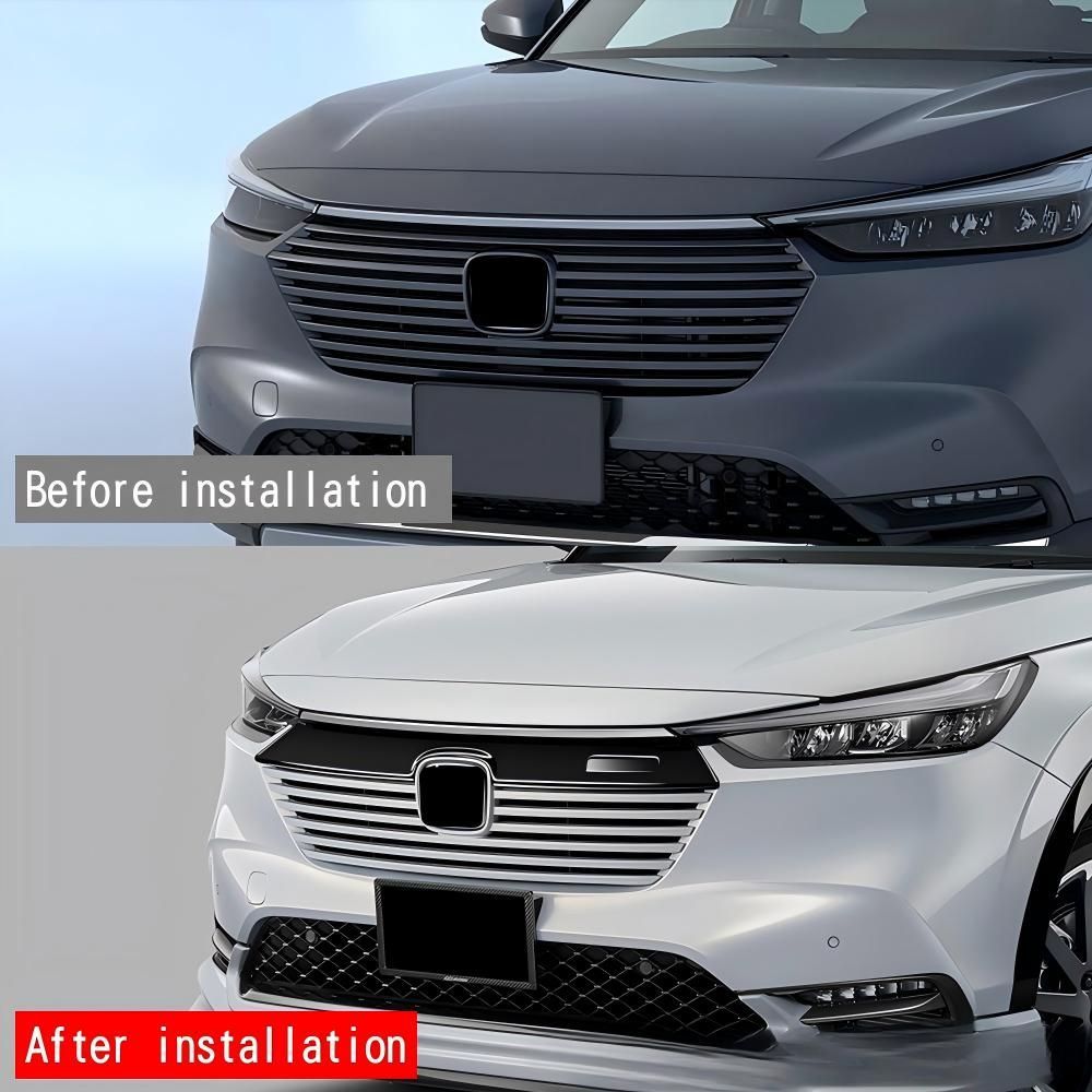 22年式ホンダ HR-V用 ボンネットモール＆フロントグリル装飾パネル エンブレム上装飾 外装パーツ 車体保護 傷防止 1点セット