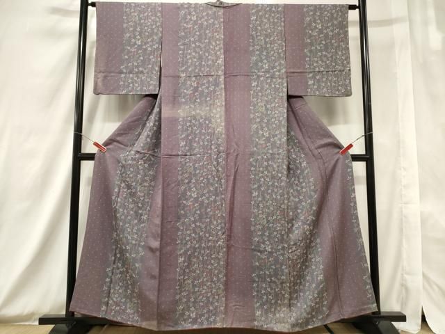 平和屋着物▽上質な小紋 単衣 手描き 松竹梅 風景文 正絹 逸品 BAAT1146hv