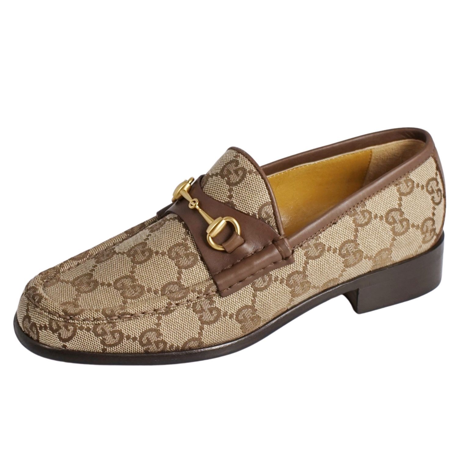 未使用 グッチ GUCCI ローファー モカシン ホースビット キャンバス 