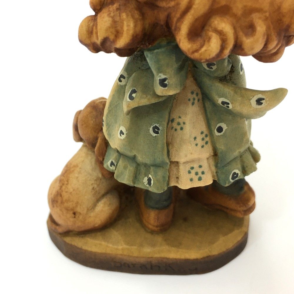 ○アンリ人形 少女 子犬 木彫り SarahKay サラ・ケイ 全高11cm