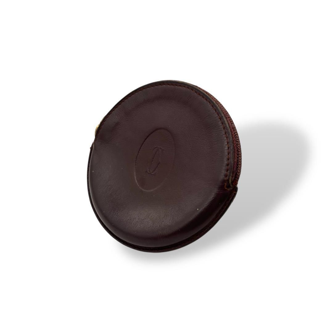 良品 1184 カルティエ コインケース 小銭入れ レザー ボルドー 丸型