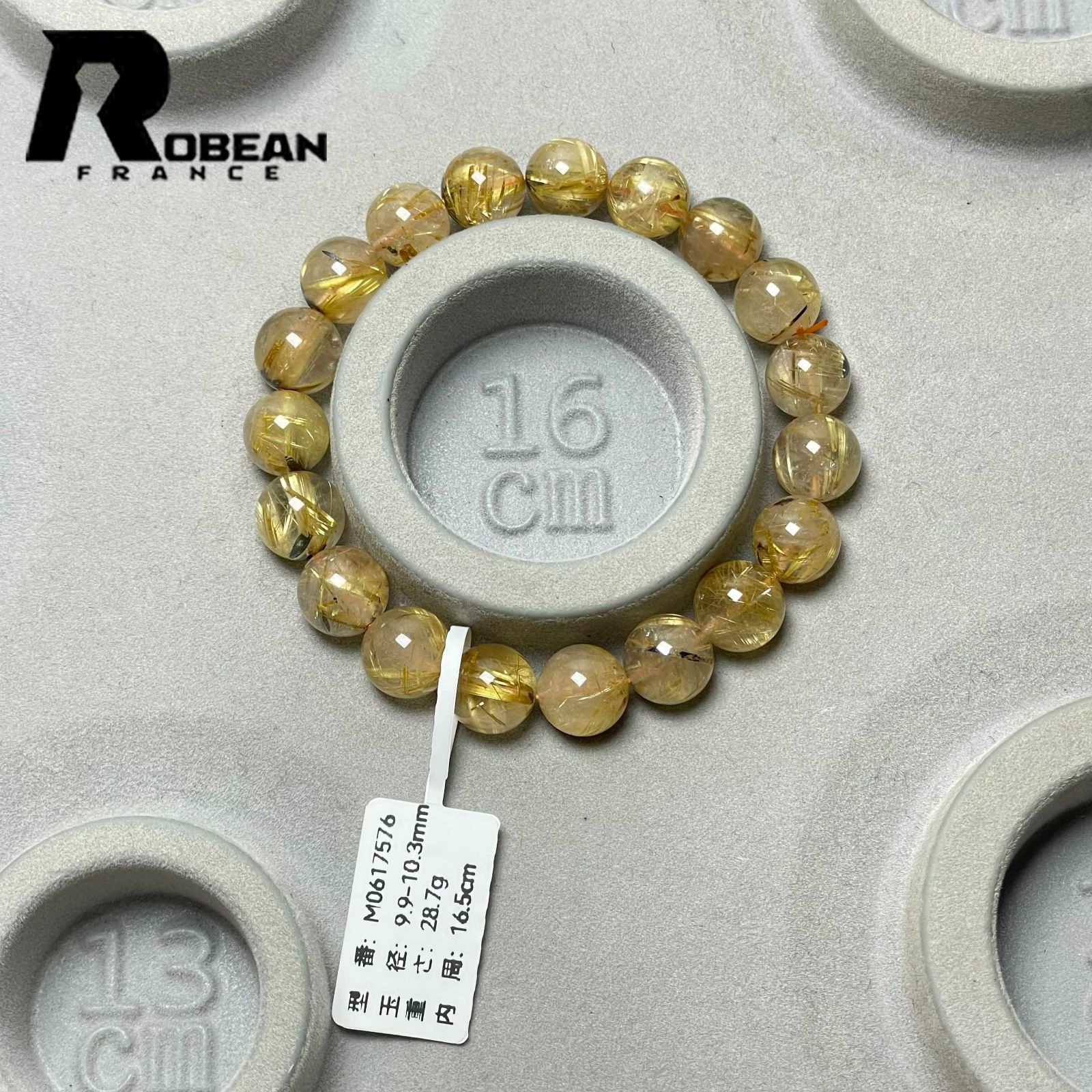 高品質！ゴールドタイチンルチルブレス♡約9㎜金運最近【新品未使用一点限り】 高級 EU製 定価10万円☆ROBEAN・太陽花タイチンルチル☆黄金針