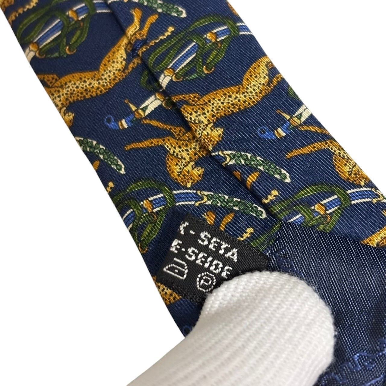 Salvatore Ferragamo サルバトーレフェラガモ ネクタイ 青系 ヒョウ