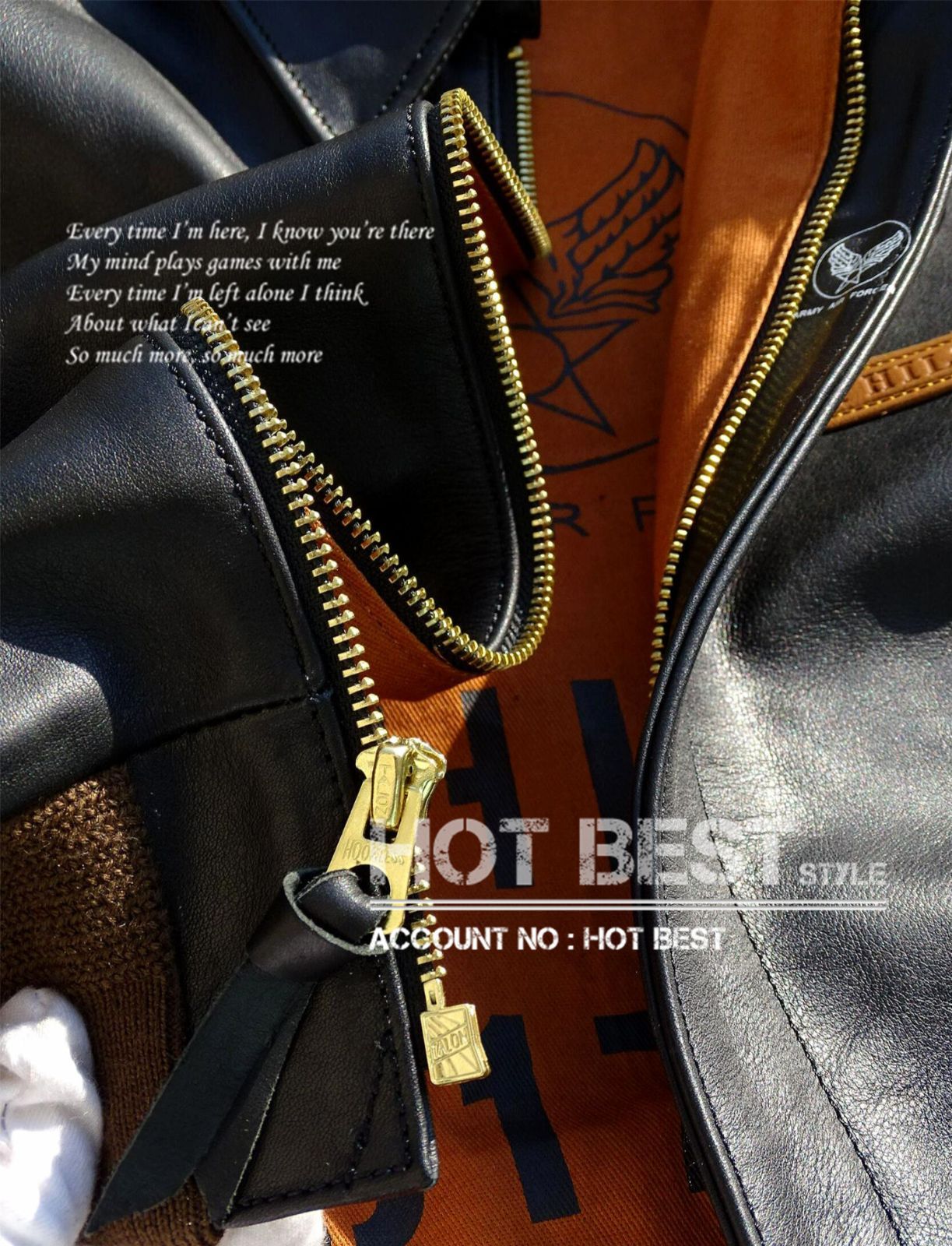 1.2mm 黒芯ホースハイド 復刻40's USAF TYPE A-2 V. HILTS フライト