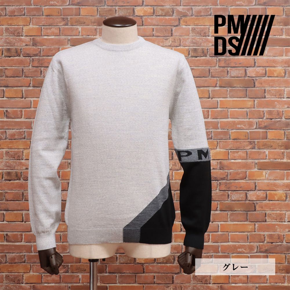 24AW/PMDS/XLサイズ/丸首ニット ALA ウール混ハイゲージ