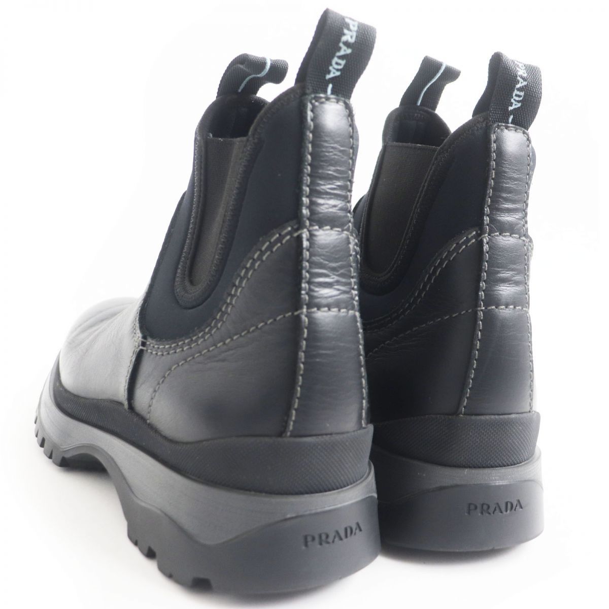 美品□PRADA/プラダ 4T3338 レザーネオプレン サイドゴアブーツ