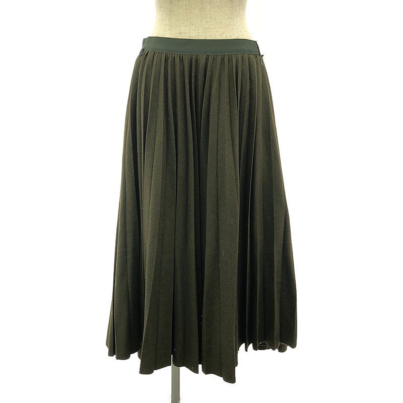 sacai | サカイ | Zip Detail Pleated Skirt | 異素材 切替 プリーツ レイヤード スカート | 2 | オリーブ | レディース